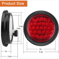 Feux arrière de remorque LED ronds super lumineux de 4 pouces à 24 LED avec œillet et prise à 3 broches, étanches, 12V, feux de freinage
