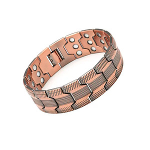 <span class=keywords><strong>Bracelet</strong></span> de thérapie magnétique vintage en cuivre plaqué pour hommes – Soutien à la santé masculine, style couple, bracelets tendance - Product Image 3