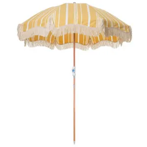 �� Guarda-chuva de papel em alumínio, armação térmica para praia, guarda-sol em madeira com coluna de madeira