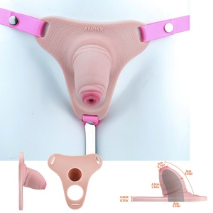 Insert Male Realistic Penis Hollow Chastity Pant Flaccid Penis Scrotum Male Chastity Device SM Abstinence Training <b>Toy</b> Wholesale - Product Image 1