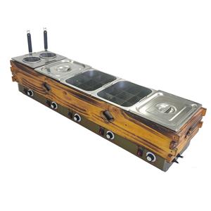 Nouvelle machine à Oden électrique professionnelle en acier inoxydable, cinq cylindres, 45 grilles, pour snacks japonais Oden, avec structure en bois - Product Image 3