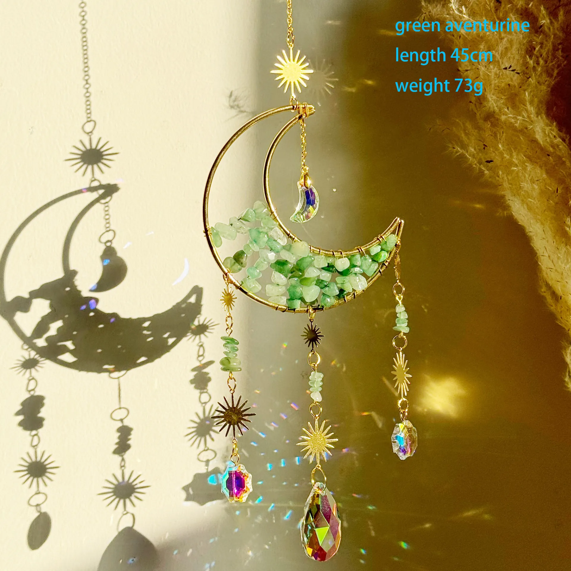 Best price natural wind chimes crystal moon sun catcher crystal hanging amethyst suncatcher