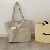 Bolsa de Tela de Algodón Reciclable Personalizada Promocional con Bolsillo, Logotipo Impreso, Color Natural