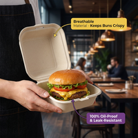 Scatola per Hamburger e Sushi Personalizzata con Logo, in Bagassa di Canna da Zucchero, Monouso, Ecologica, Resistente, per Asporto, Adatta a Microonde e Congelatore