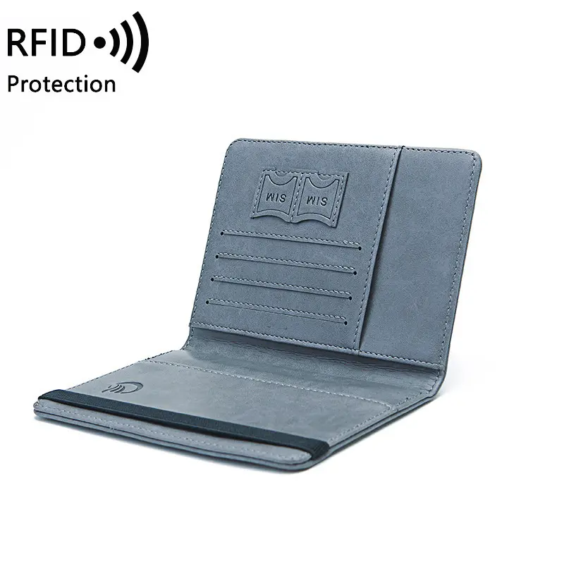 Biểu tượng tùy chỉnh PU da RFID USA Logo ban nhạc đàn hồi du lịch hộ chiếu chủ