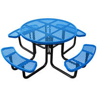 Table de pique-nique en métal de qualité commerciale robuste pour l'extérieur, 4 pieds, 6 pieds, 8 pieds, avec banc, table à manger en acier pour l'extérieur avec trou pour parasol