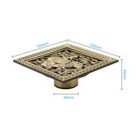 GUIDA 715039 71503901 Design rétro laiton antique carré 4 pouces siphon de sol drain de douche
