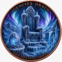 Pièce commémorative Dragon de Glace en Cuivre Fin .999 de 1 oz, Édition Dragon, Capsule Infinie, Affichage Double Face