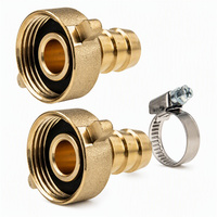 Raccord femelle à vis à oreilles 1/2'' 3/4'' avec raccord cannelé 20 mm en laiton massif pour tuyau d'air et d'eau