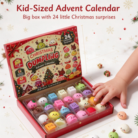 Vente en gros Calendrier de l'Avent de Noël Boîte mystère 24 jours Jouet anti-stress TPR Squishy en forme de boulette à presser Ensemble cadeau surprise de Noël pour enfants