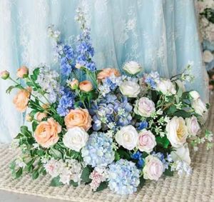 Bola de flores de 30cm naranja y azul más Popular, centro de mesa de flores de seda Artificial para decoración de bodas - Product Image 2