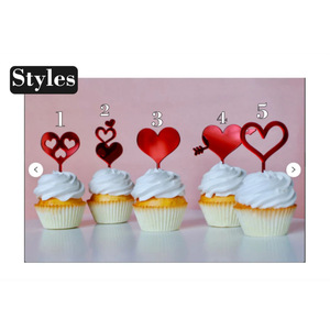 Adornos para cupcakes con forma de corazón rojo, miel y dulzura, juego de 5 piezas, decoraciones para pasteles del Día de San Valentín, adorno de plástico para pasteles - Product Image 3