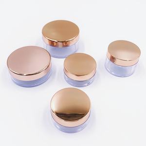 Pot de luxe transparent vide pour poudre libre, paillettes et poudre à ongles, en plastique, avec couvercle or rose, disponible en 3g, 5g, 10g, 15g, 30g, 50g, 60g - Product Image 3