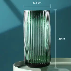 Light Luxury Vertical Strip Multi-color Optional Living Room Kitchen Decoration Transparent Glass Vase