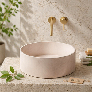 Lavabo <span class=keywords><strong>da</strong></span> Esterno <span class=keywords><strong>in</strong></span> <span class=keywords><strong>Cemento</strong></span>, Resistente alle Intemperie, Design Moderno Rotondo per Patio e Bagni Esterni - Product Image 1