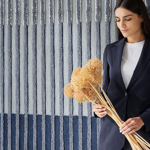 Hiện Đại Tối Giản Handmade Tùy Chỉnh Thảm Cho Phòng Khách Và Phòng Ngủ Sọc Màu Xanh Và Màu Xanh Thảm - Product Image 3