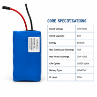 Batterie rechargeable LiFePO4 12,8 V 6 Ah, plus de 2000 cycles, batterie lithium haute puissance pour alimentation de secours UPS et alimentation de communication
