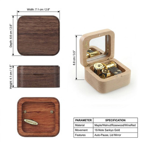 Elegante Caja Musical de Madera de Arce/Nogal/Palosanto de 18 Tonos con Manivela, Tapa con Espejo, Regalo Personalizado para el Dí<span class=keywords><strong>a</strong></span> de <span class=keywords><strong>la</strong></span> <span class=keywords><strong>Madre</strong></span>, Recuerdo - Product Image 3
