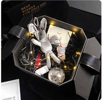 Boîte en papier octogonale à double porte personnalisée et créative, emballage de Noël pour cosmétiques et maquillage, boîte cadeau avec couvercle magnétique et ruban