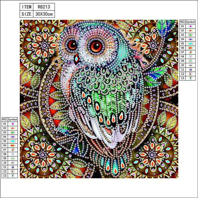 Abillyn Kit Di Pittura A Mosaico 5D Fai Da Te - Gufo Con Cappello Di Babbo Natale - Tela 30x30 Cm Con Strass Rotondi - Regalo Creativo Per Adulti E Bambini