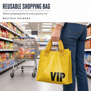 Bolsa de Compras de Polipropileno Tejido, Reutilizable, con Asa, Gran Capacidad, Plegable, Varios Colores, para Supermercado y Uso Diario - Product Image 2
