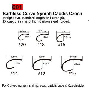 Wholesale Barbless/Barbed Fly Tying Hooks Nymph Dry Streamer Wet Caddis Fly Hooks Trout Fly Tying Material Fishhooks