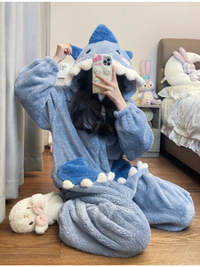 Pyjama <span class=keywords><strong>Kigurumi</strong></span> unisexe à capuche requin dessin animé, en polyester confortable, pour adulte, idéal pour les fêtes costumées et Noël, motif animal - Product Image 5