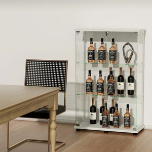 Vitrina Blanca de 2 Puertas y 3 Estantes con Luz LED, Mueble Multiusos para Vinos y Almacenamiento para Sala de Estar - Product Image 3