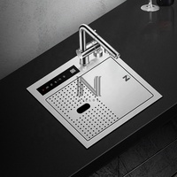 Fregadero de Cocina Inteligente con Purificación de Agua NILLOS N4442X10, Pantalla Táctil Digital, Acero Inoxidable 304 Cepillado, Un Solo Tazón, Dos Orificios