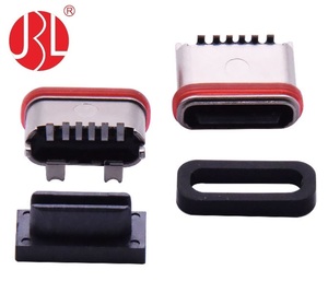 Conector USB-20C-F06-SM19F <span class=keywords><strong>IPX7</strong></span> Impermeable, Conector Hembra Tipo-C de 6 Pines, Tipo Vertical SMT para PCB, Carcasa Metálica - Product Image 2