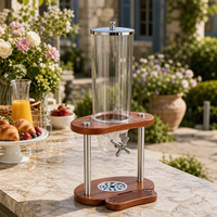 Distributeur commercial de granola et de noix FLEY avec trémie transparente, support en bois, poignée rotative manuelle et plateau de réception pour restaurant