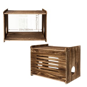 Wooden Desktop <b>Router</b> Storage <b>Box</b> 15x9.8in Standing Type Office Organizer Brown - Product Image 1