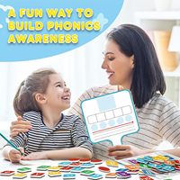Bloques Magnéticos de Letras para Deletrear, Juegos de Lectura y Sonidos para Niños, Cajas Elkonin, Pizarra de Borrado en Seco