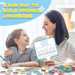 Tuiles magnétiques pour l'apprentissage de l'orthographe et des sons, jeux de lecture pour enfants, boîtes Elkonin, tableau effaçable à sec - Product Image 5