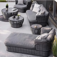 Ensemble de canapés d'extérieur en rotin PE moderne, structure en aluminium avec coussins imperméables, meubles en osier pour patio, balcon, villa