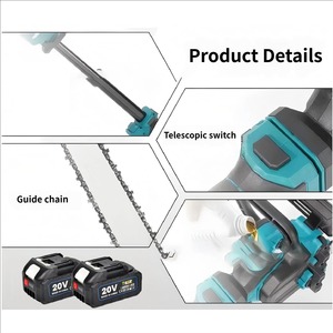 Scie à chaîne télescopique sans balais de 12 pouces alimentée au lithium pour l'aménagement paysager, l'abattage, le jardinage, la menuiserie, scie à chaîne électrique - Product Image 3