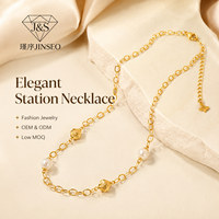 Collier ras du cou JINSEO pour femme avec pendentif perle en argent sterling S925 8,04g, plaqué or, bijoux minimalistes de luxe léger