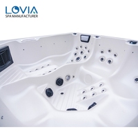 Bain à remous extérieur hors sol Joye Hot Tub Balboa Spa, baignoire à remous carrée pour 6 personnes avec structure en aluminium et WIFI Balboa
