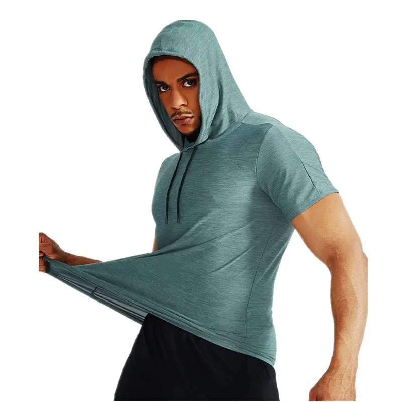 गर्मियों खेलों पुरुषों की Hooded टी शर्ट बास्केटबॉल चल रहे पुरुषों फिटनेस पहनने पुरुषों टी शर्ट camiseta remera प्रशिक्षण के लिए सबसे ऊपर है