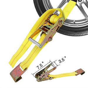 Correa de trinquete de poliéster de 2 pulgadas para amarre de ruedas de coche, correa para neumáticos, kit de herramientas de emergencia, gancho doble en <span class=keywords><strong>J</strong></span>/gancho en <span class=keywords><strong>J</strong></span> giratorio/gancho de enganche giratorio - Product Image 4