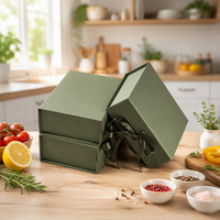Boîte cadeau magnétique rigide pliable personnalisée en vert olive avec ruban en satin pour emballage de luxe, commandes en gros
