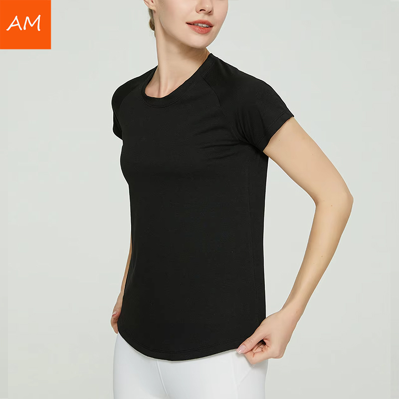 Custom Workout Top Women's Yoga Exercise Top Quick Drying Slim Fit Crew Neck T-shirt
