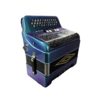 SEASOUND Professional 12 Bass 5 Registers Green Chameleon Accordion Black Silver Grill Silver Buttons 34 Button JB3412D Wood