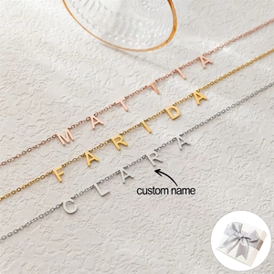 Collier pendentif chaîne à maillons en acier inoxydable plaqué or 18 carats avec nom personnalisé, certifié CE, pour usage quotidien - Product Image 2