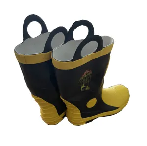 Venta caliente zapatos impermeables resistentes a altas temperaturas protección de bombero botas de seguridad contra incendios de goma