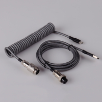 Cable con Conector de Aviación Gx16, Cable USB a Tipo C para Teclado, Cable de Datos USB-C Enrollado para Teclado Mecánico
