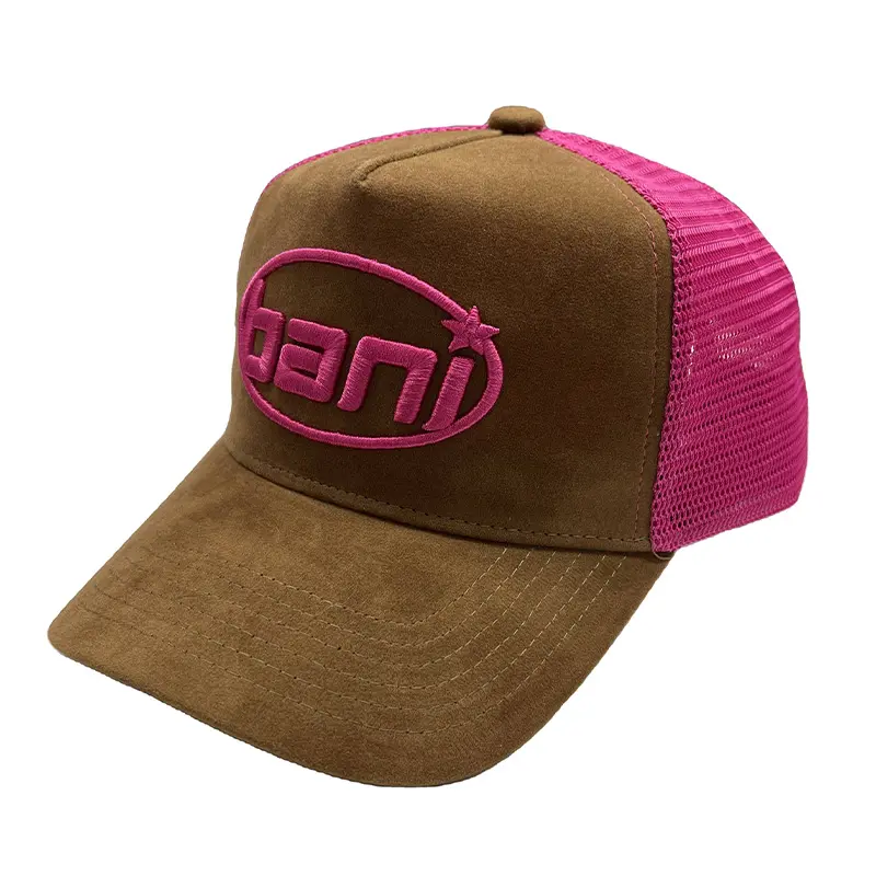 HTS0001 men winter women custom mesh logo cap blank plain premium velvet 5 panel 3d embroidery suede trucker hat in bulk