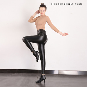 <span class=keywords><strong>Leggings</strong></span> in <span class=keywords><strong>pelle</strong></span> PU dimagranti Sexy donna inverno autunno nero collant a vita alta Stretch <span class=keywords><strong>Leggings</strong></span> in morbido pile spesso per pantaloni da donna - Product Image 4