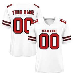 Custom <b>White</b> Red-<b>Black</b> Classic Style Mesh Authentic <b>Football</b> Jersey - Product Image 1