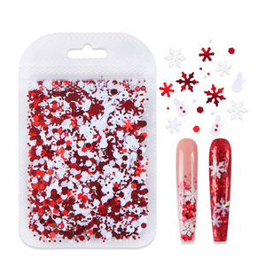 Vente flash - Décoration pour ongles - Paillettes holographiques mélangées rouge et blanc en forme de flocons de neige pour la décoration des ongles de Noël - Product Image 6